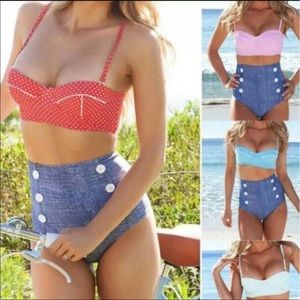 Pin up high waisted two piece bathing suit